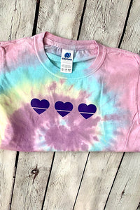 3 of Hearts | Youth Tie Dye Heart T-Shirt